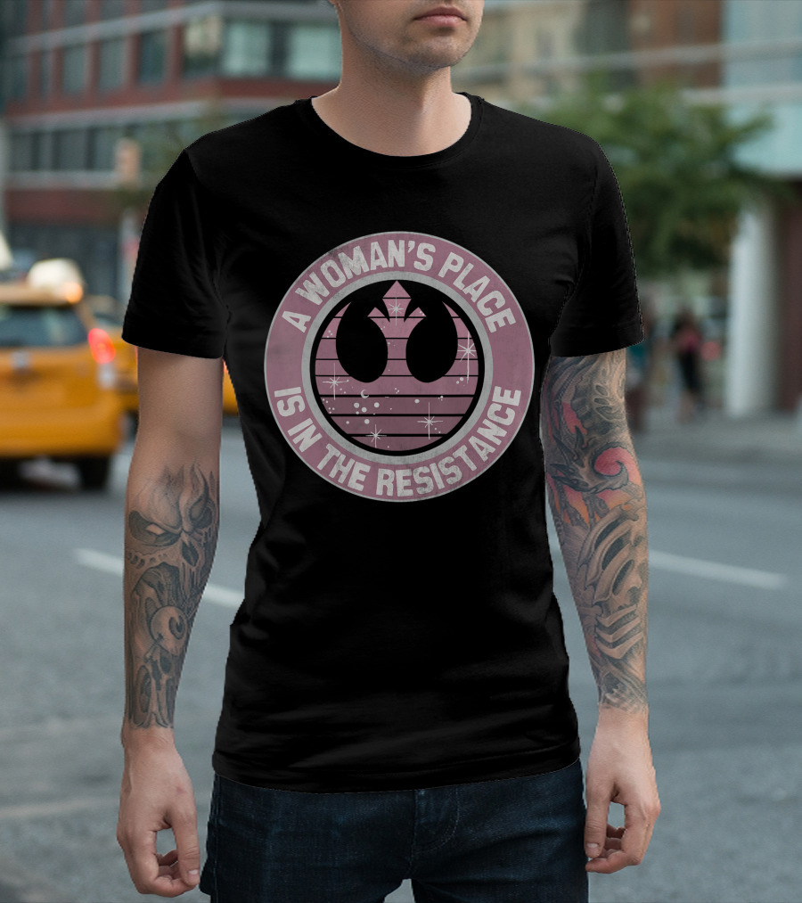 A Woman's Place Is In The Resistance Star Wars Galaxy Crest T-Shirt