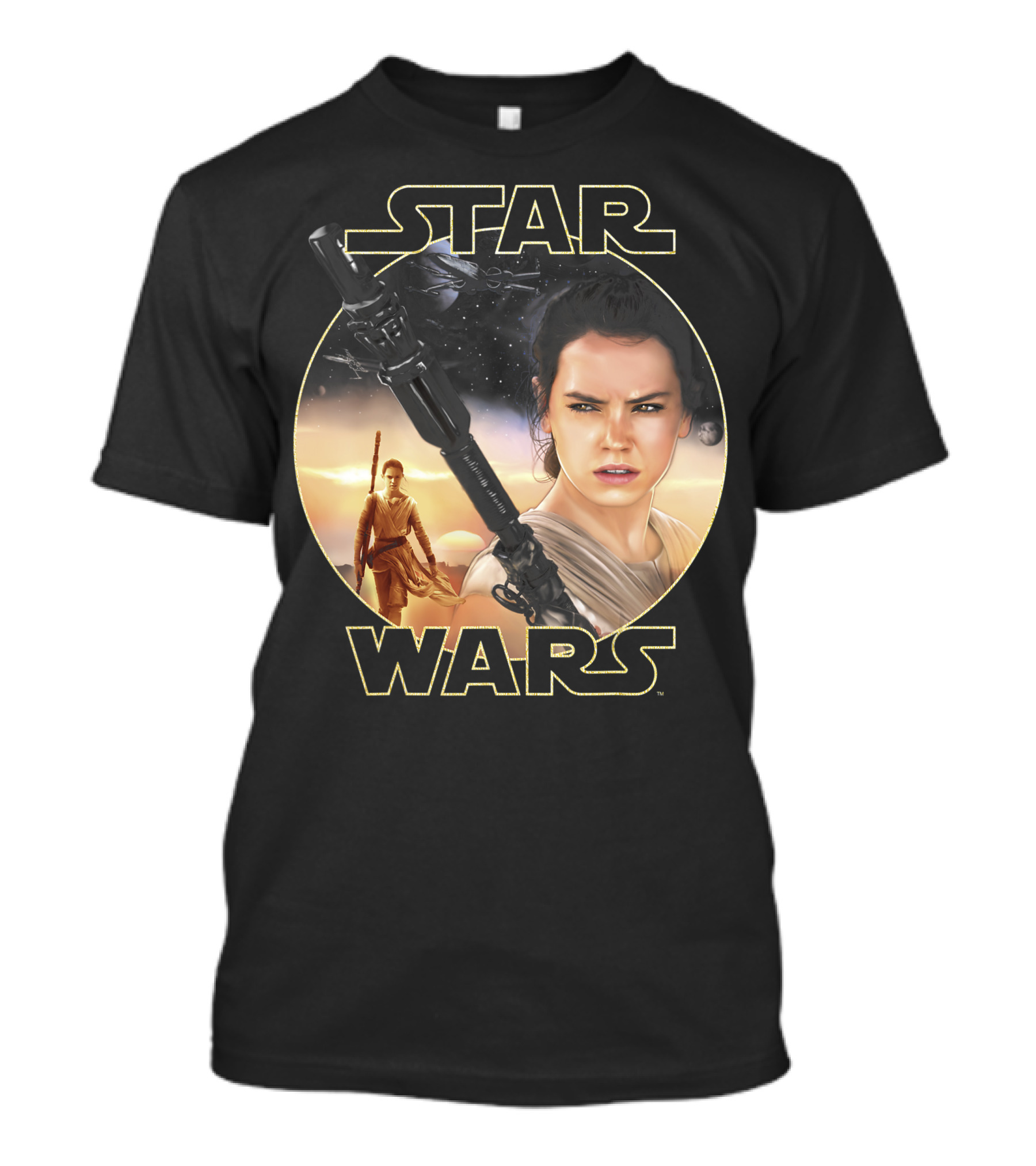 Star Wars Rey Close Up Iconic Character Circle T-Shirt