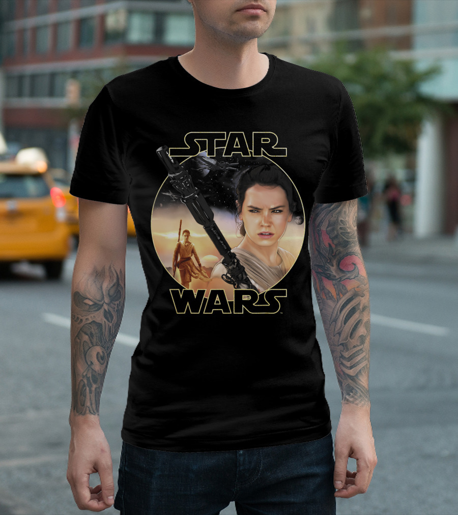 Star Wars Rey Close Up Iconic Character Circle T-Shirt