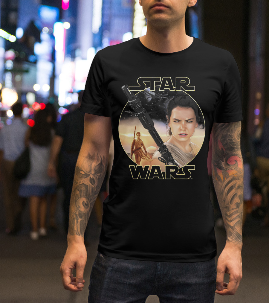 Star Wars Rey Close Up Iconic Character Circle T-Shirt
