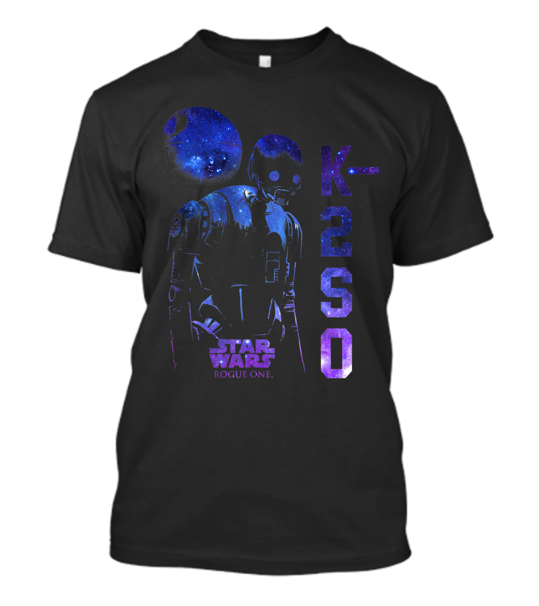 Star Wars Rogue One K 2SO Galaxy Figure With Death Star Background T-Shirt