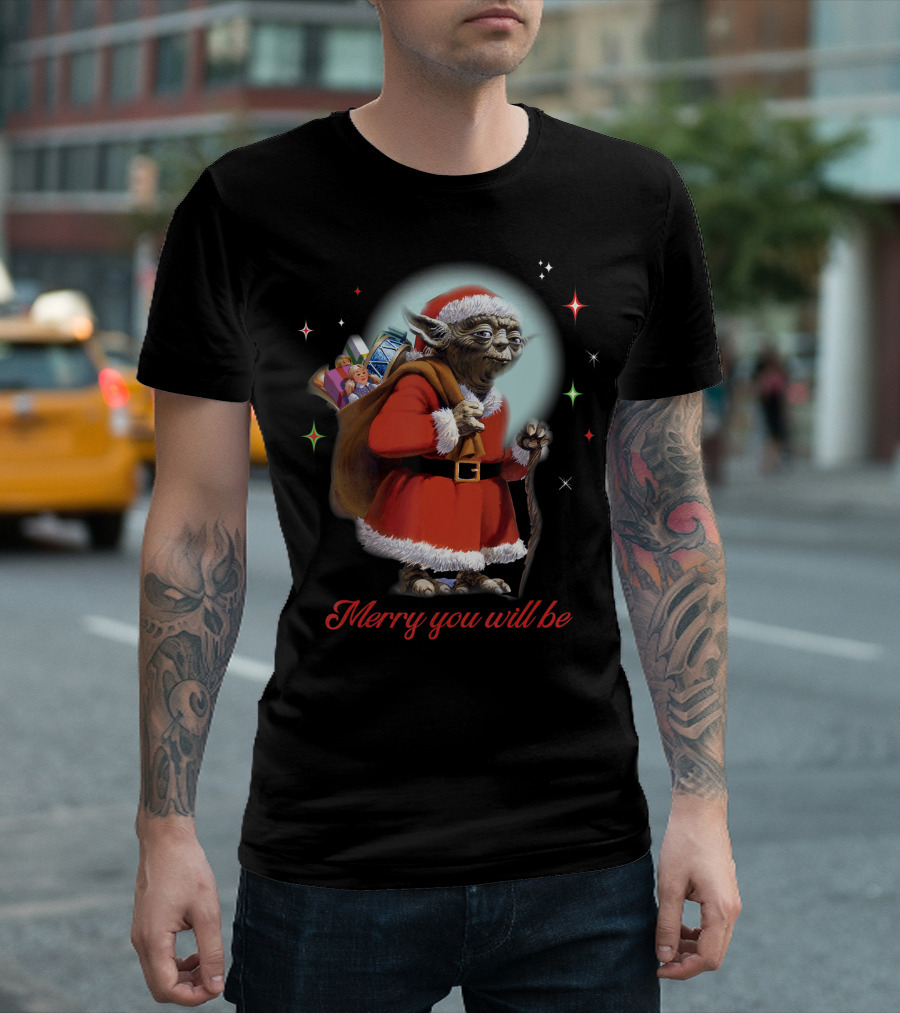 Star Wars Santa Yoda Merry You Will Be Christmas Holiday Jedi Master T-Shirt