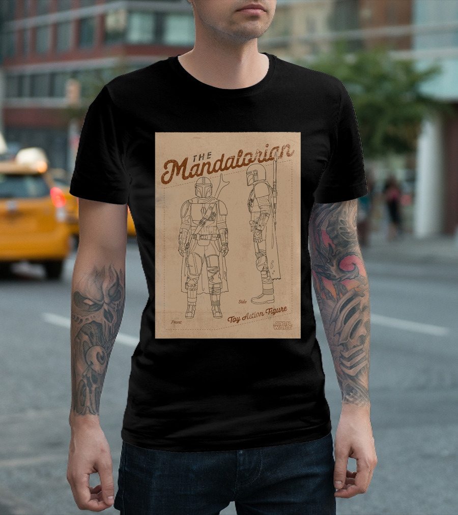 The Mandalorian Star Wars Toy Action Figure Front Side Diagram T-Shirt