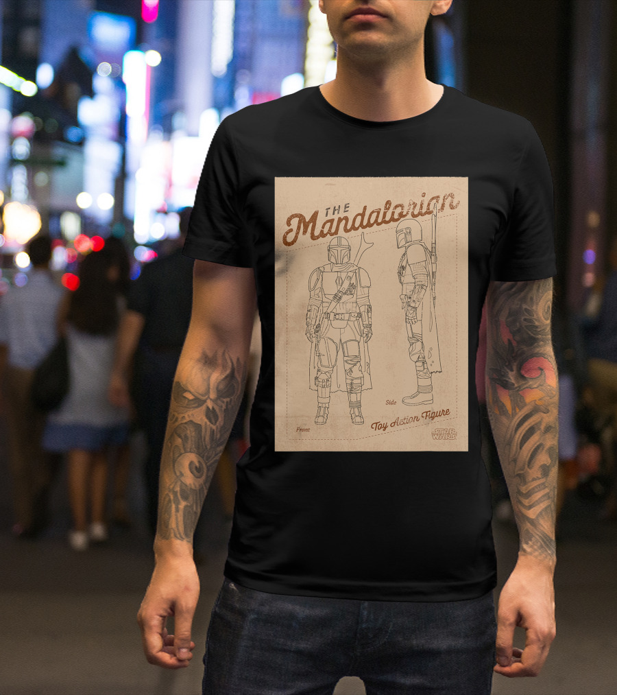 The Mandalorian Star Wars Toy Action Figure Front Side Diagram T-Shirt