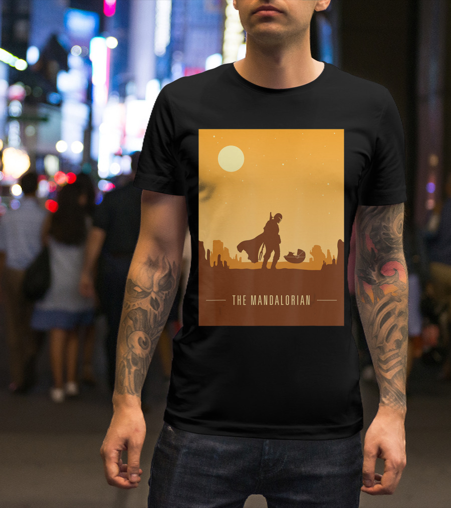 The Mandalorian And The Child Star Wars Desert Silhouette Scene T-Shirt