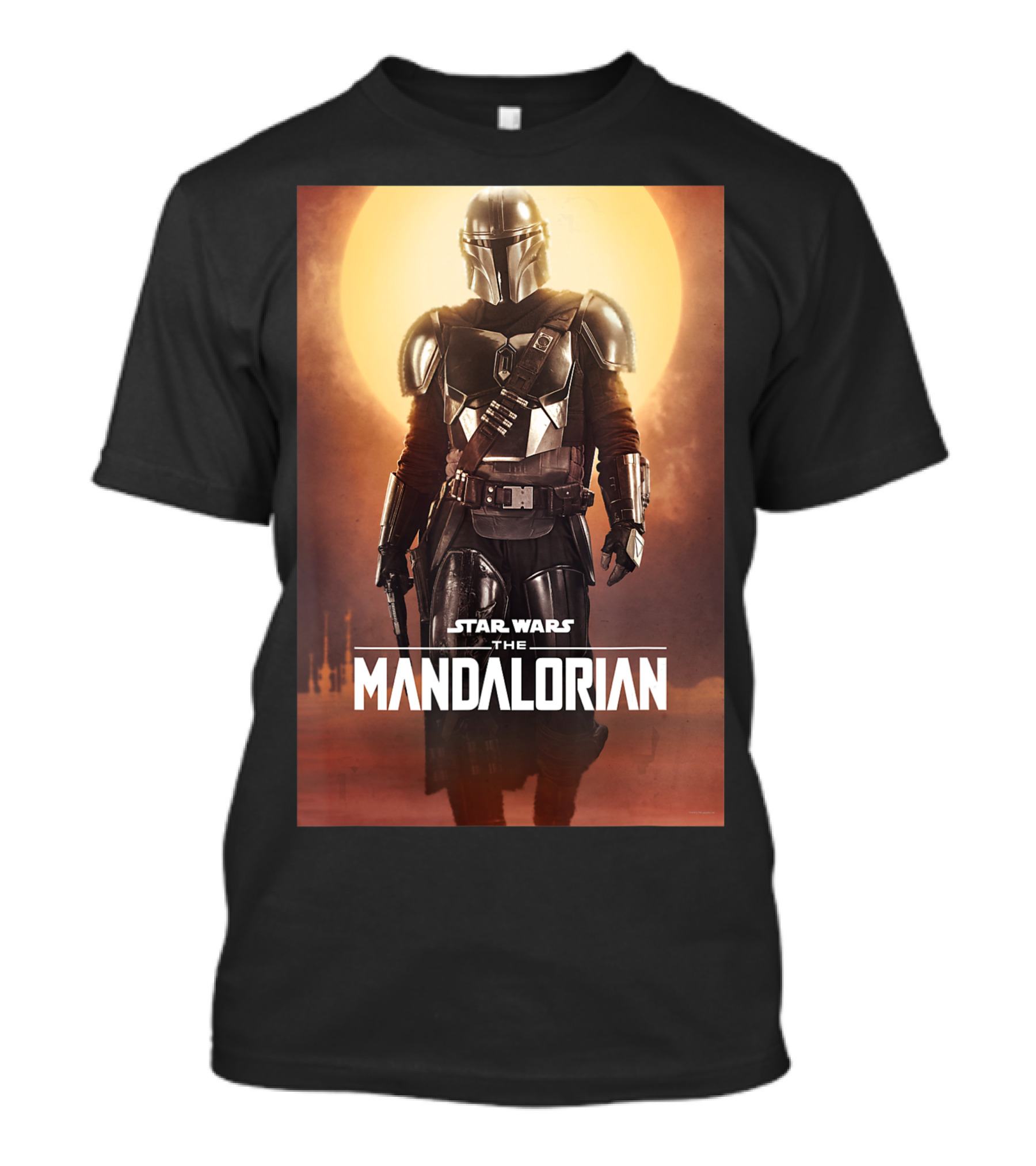 Star Wars The Mandalorian Character Silhouette Against Sunset T-Shirt