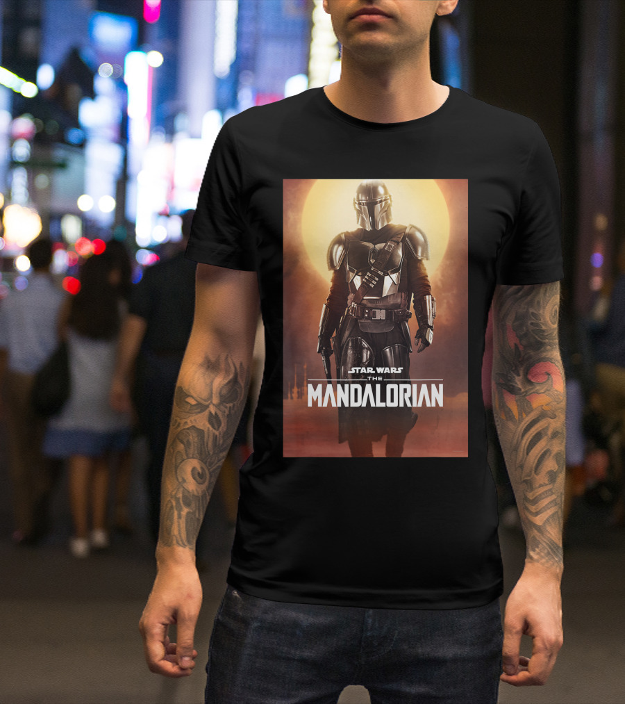 Star Wars The Mandalorian Character Silhouette Against Sunset T-Shirt