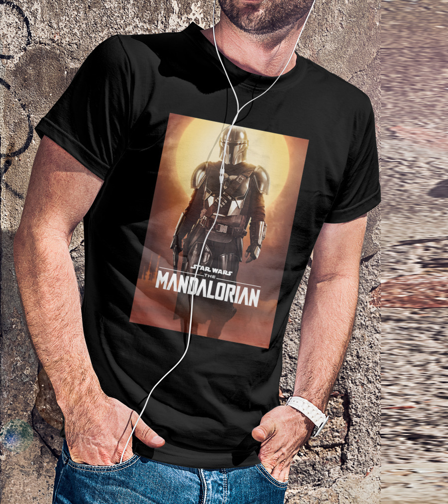 Star Wars The Mandalorian Character Silhouette Against Sunset T-Shirt