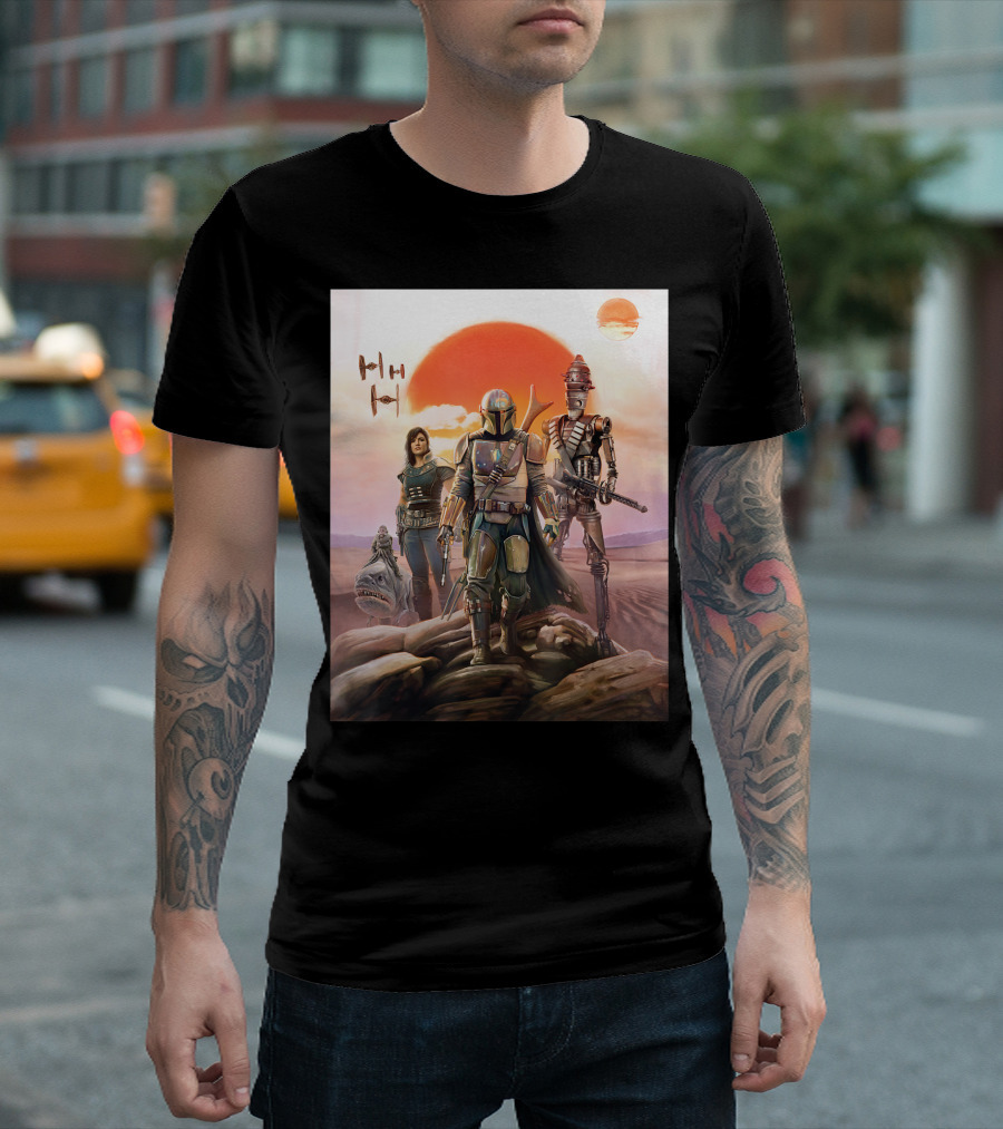 Star Wars The Mandalorian Group TIE Fighter Sunset T-Shirt