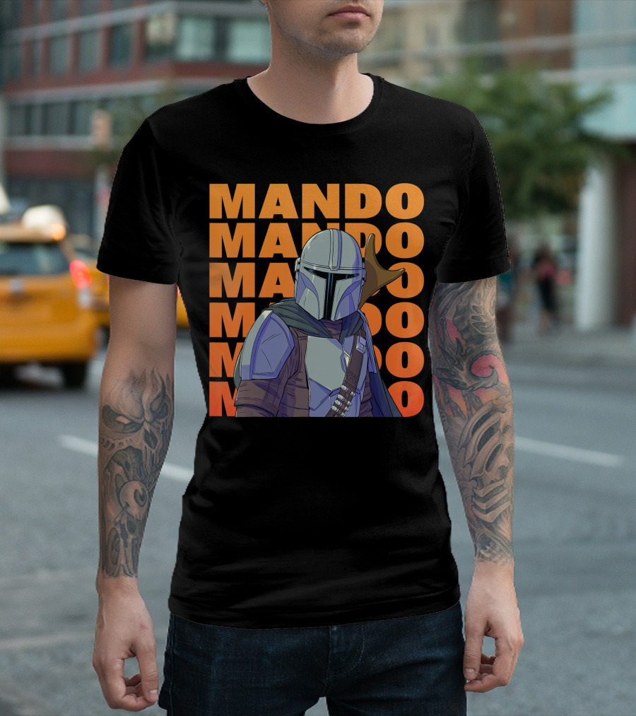 Star Wars The Mandalorian Mando Mando Mando Mando Mando Name Stack T-Shirt