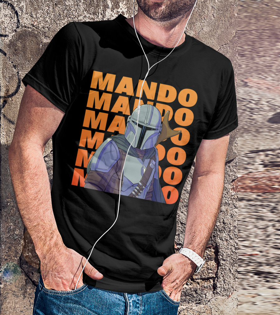 Star Wars The Mandalorian Mando Mando Mando Mando Mando Name Stack T-Shirt