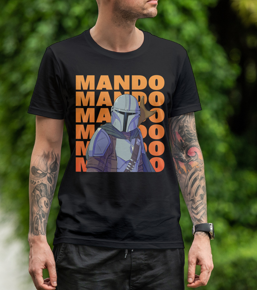 Star Wars The Mandalorian Mando Mando Mando Mando Mando Name Stack T-Shirt