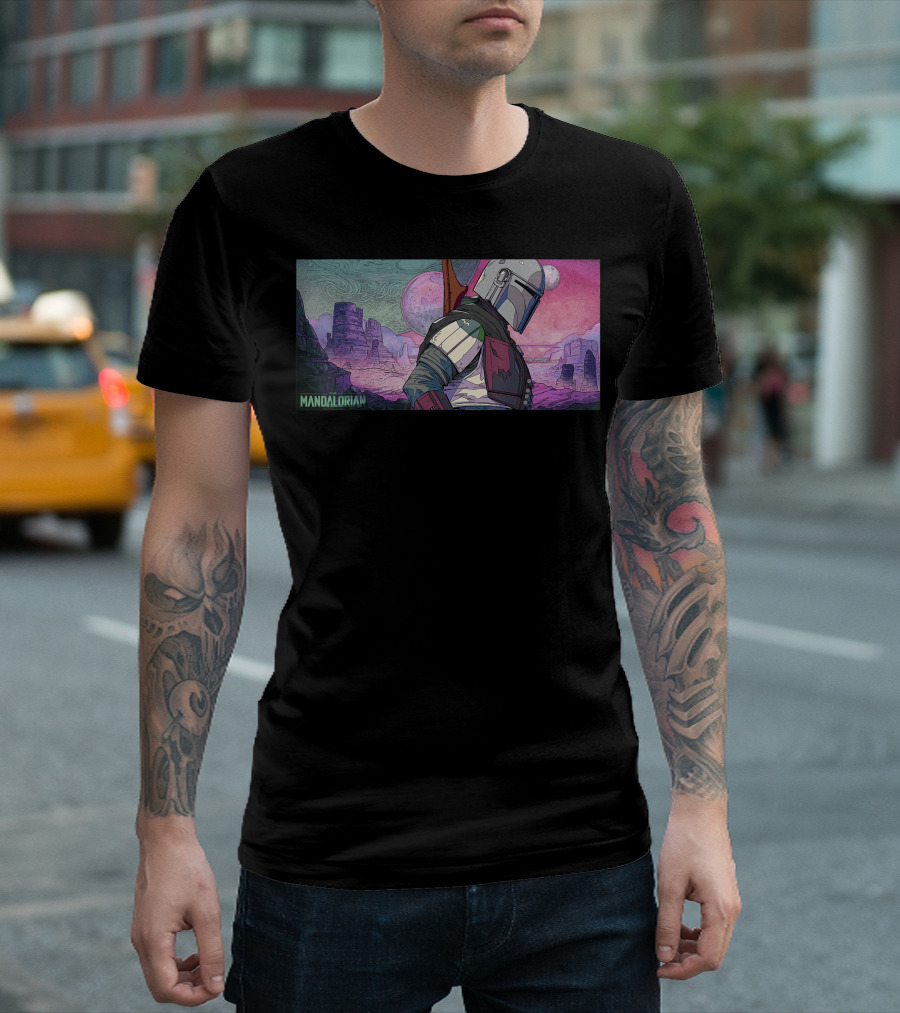 Star Wars The Mandalorian Nomad Scenic Outer Space Adventure T-Shirt