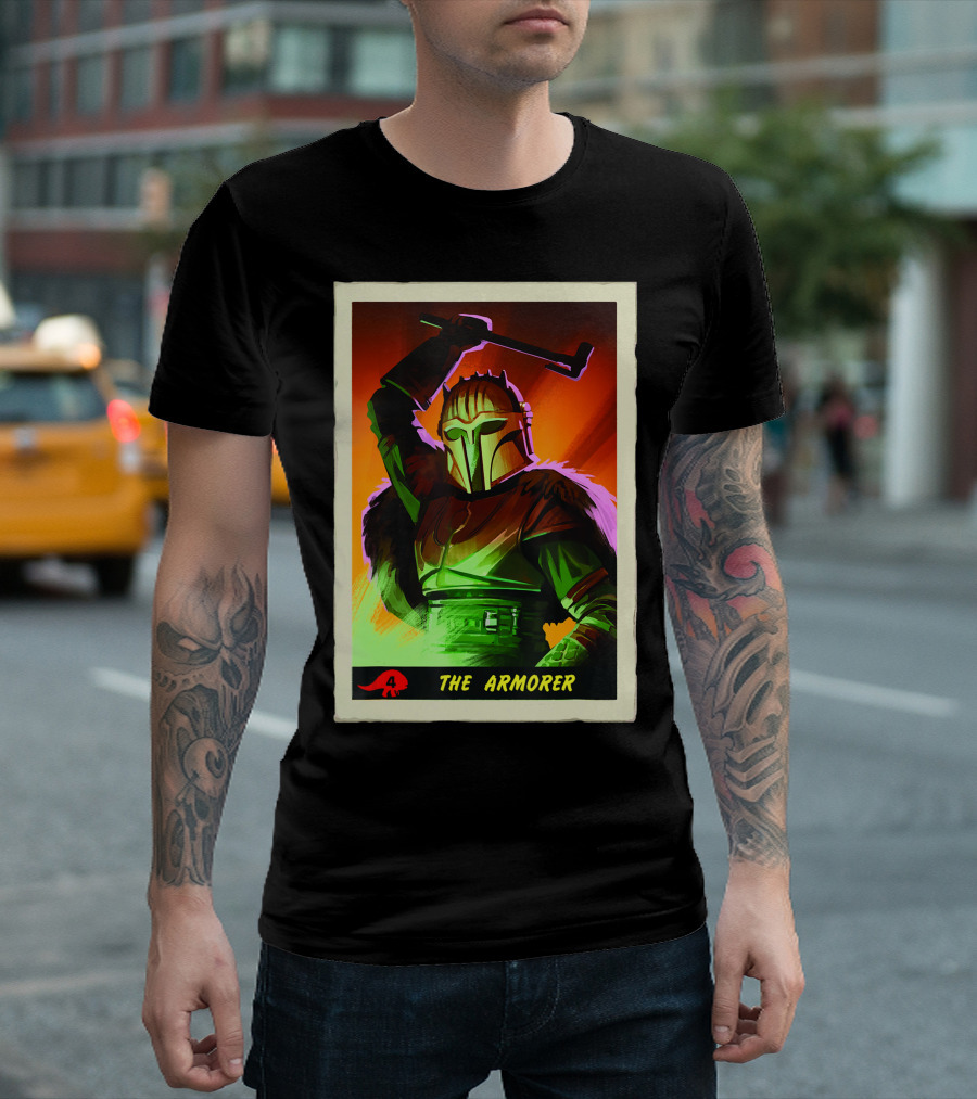 Star Wars The Mandalorian The Armorer Character Card Visual T-Shirt