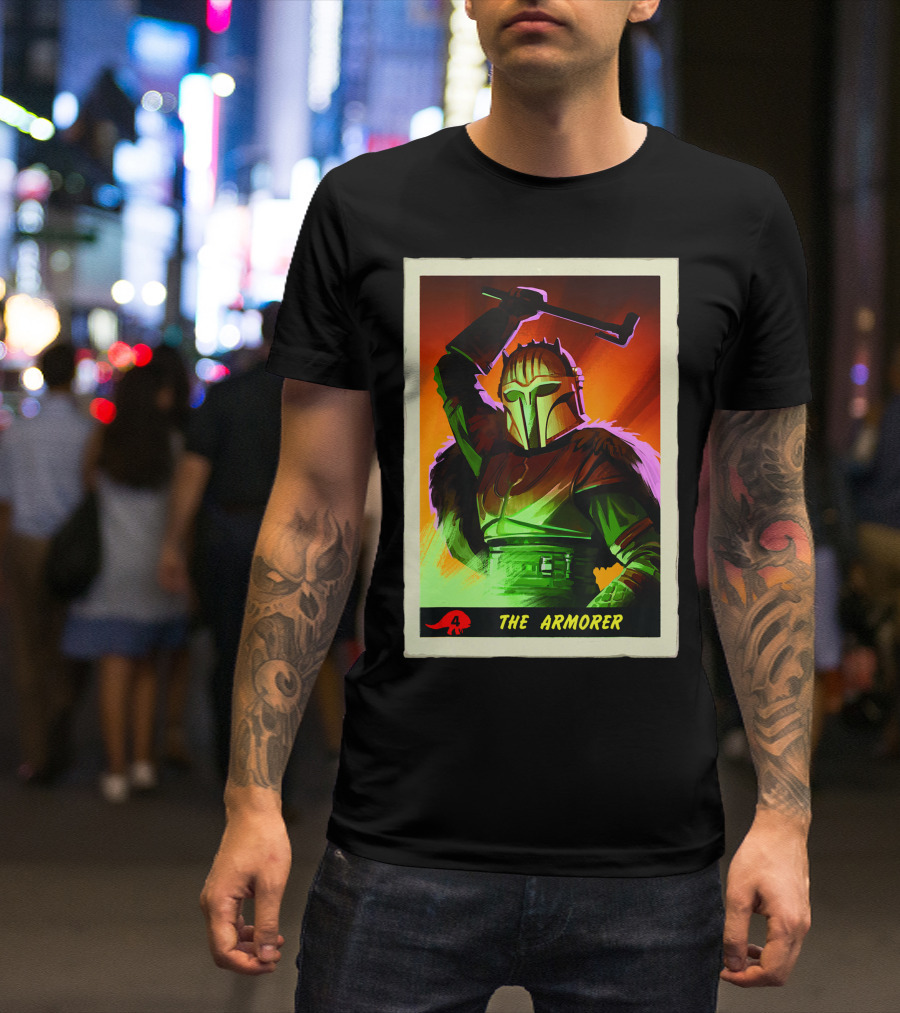Star Wars The Mandalorian The Armorer Character Card Visual T-Shirt