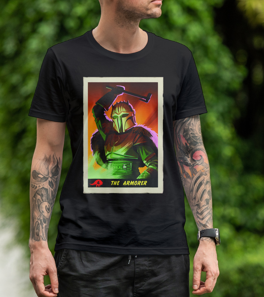 Star Wars The Mandalorian The Armorer Character Card Visual T-Shirt