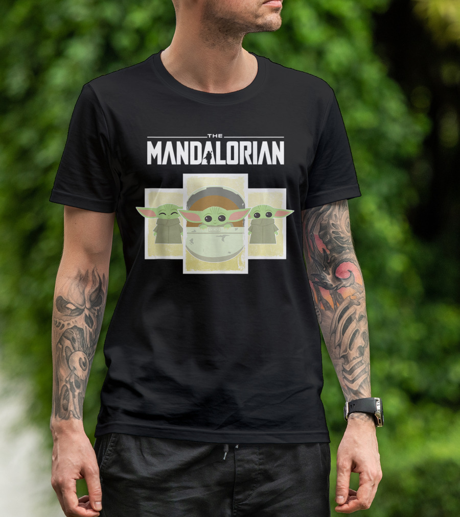 The Mandalorian The Child Cartoon Panels Star Wars Fan Favorite T-Shirt