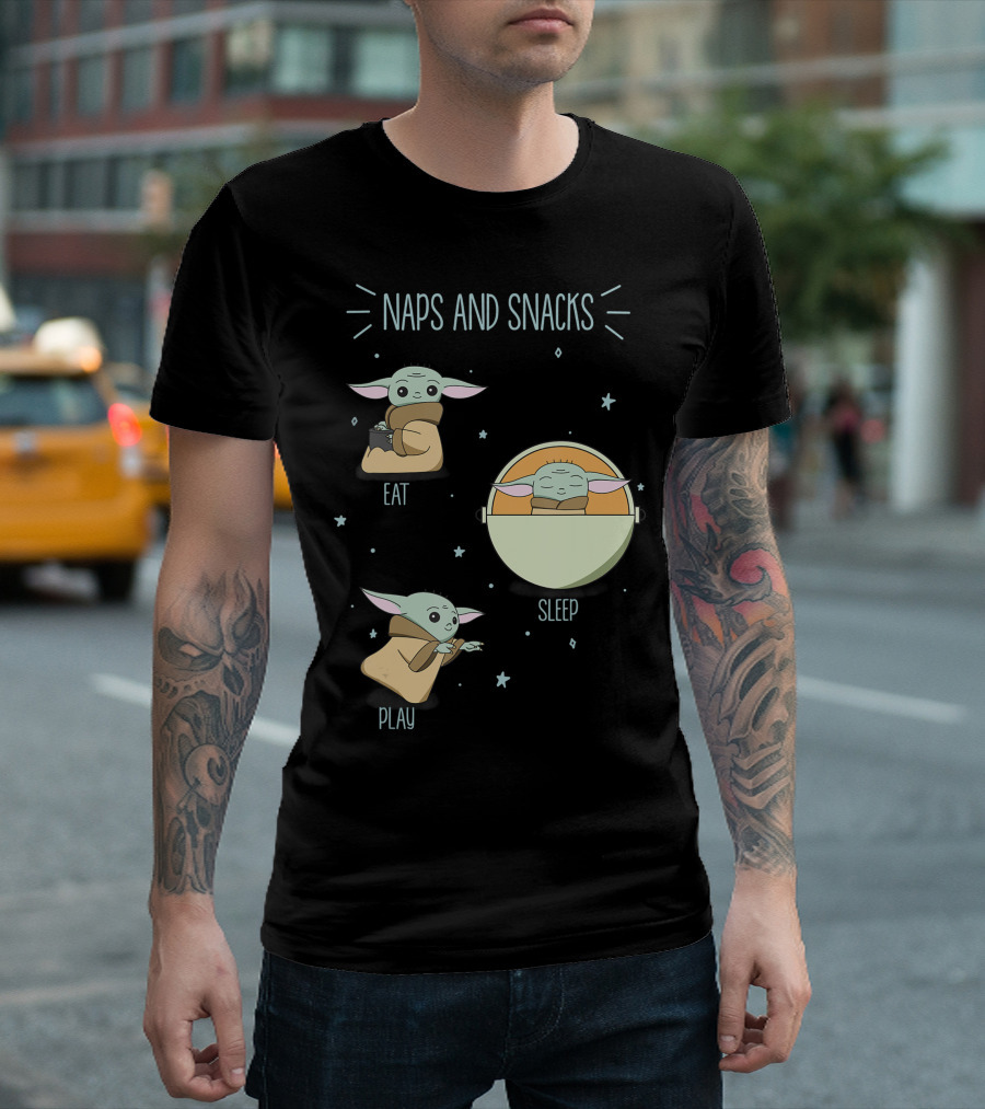 Star Wars The Mandalorian The Child Naps And Snacks Eat Sleep Play T-Shirt
