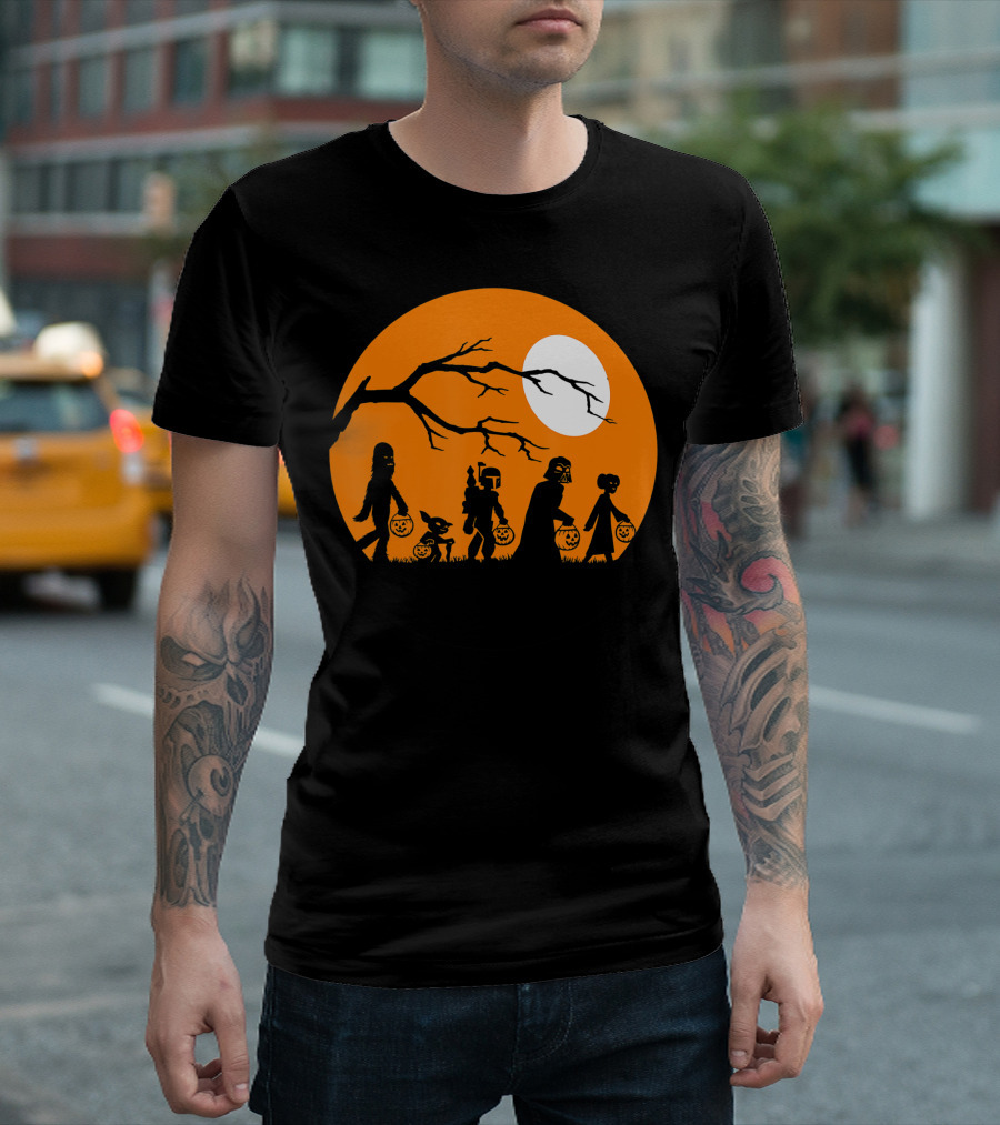 Star Wars Trick Or Treat Halloween Silhouettes Moon T-Shirt
