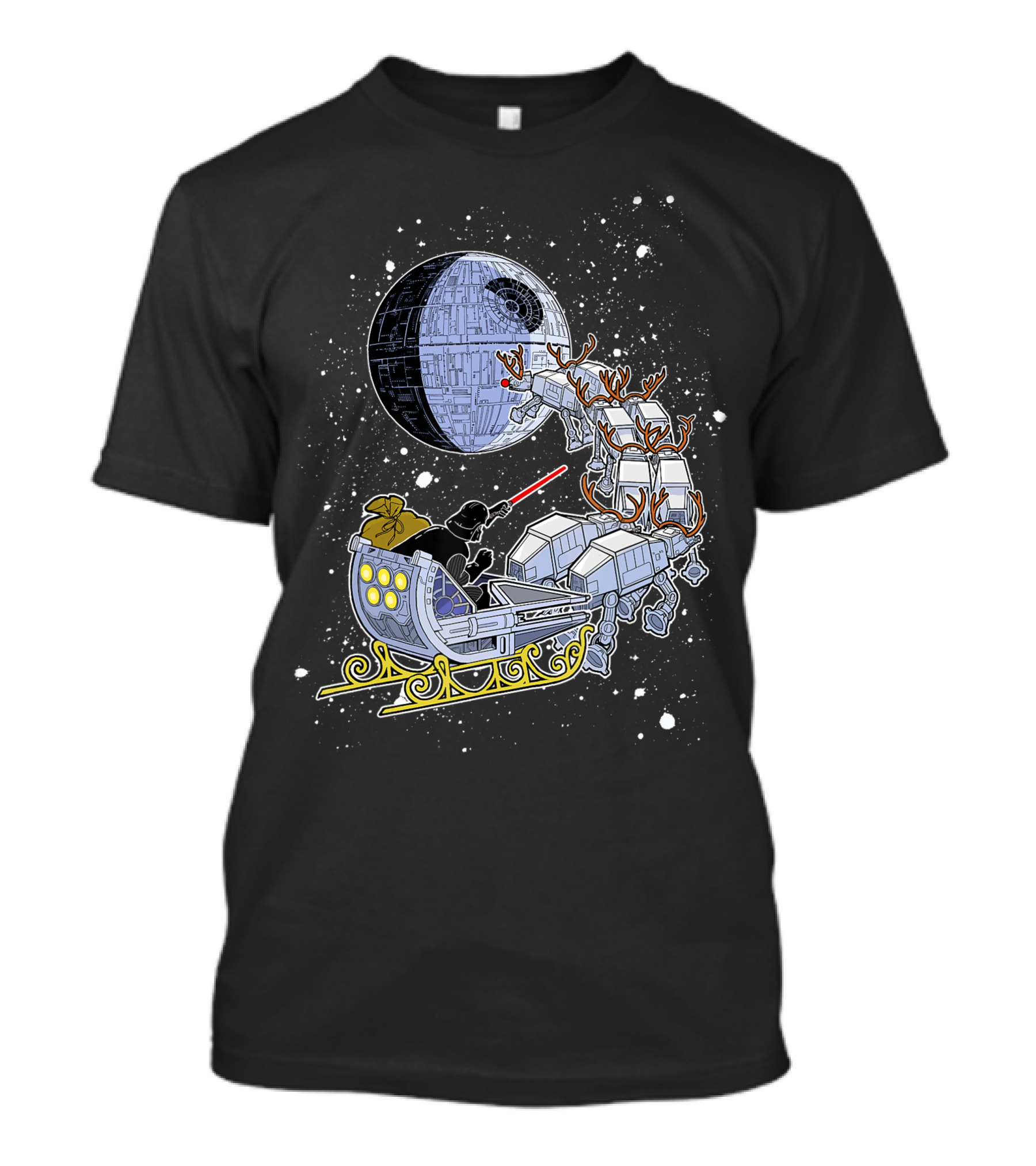 Star Wars Vader Death Star Open Sleigh Reindeer AT-ATs Holiday 9M T-Shirt