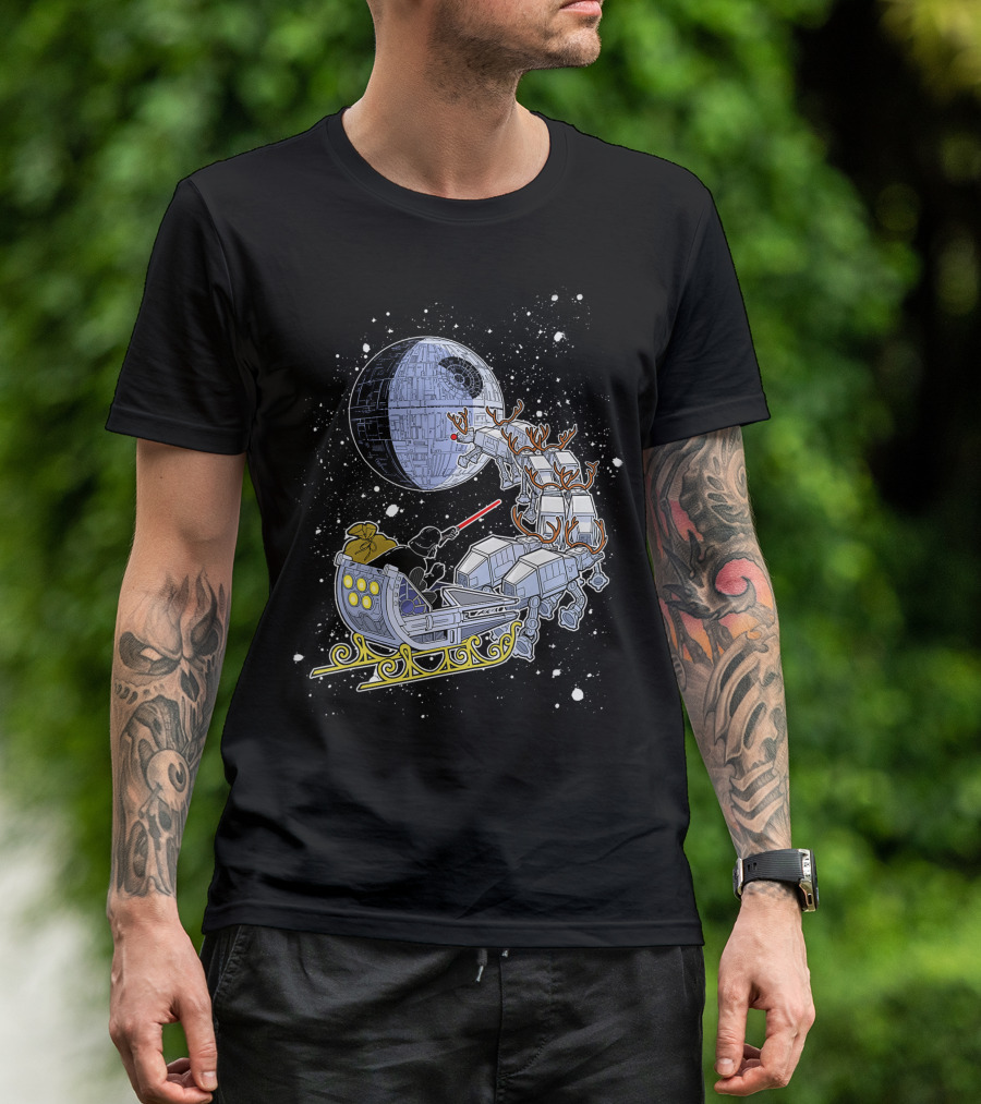Star Wars Vader Death Star Open Sleigh Reindeer AT-ATs Holiday 9M T-Shirt