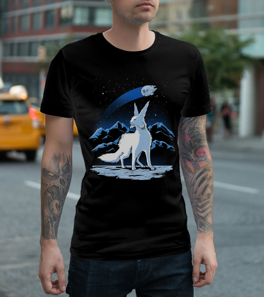 Star Wars Vulptex Mountain Scene with Millennium Falcon Spacecraft T-Shirt