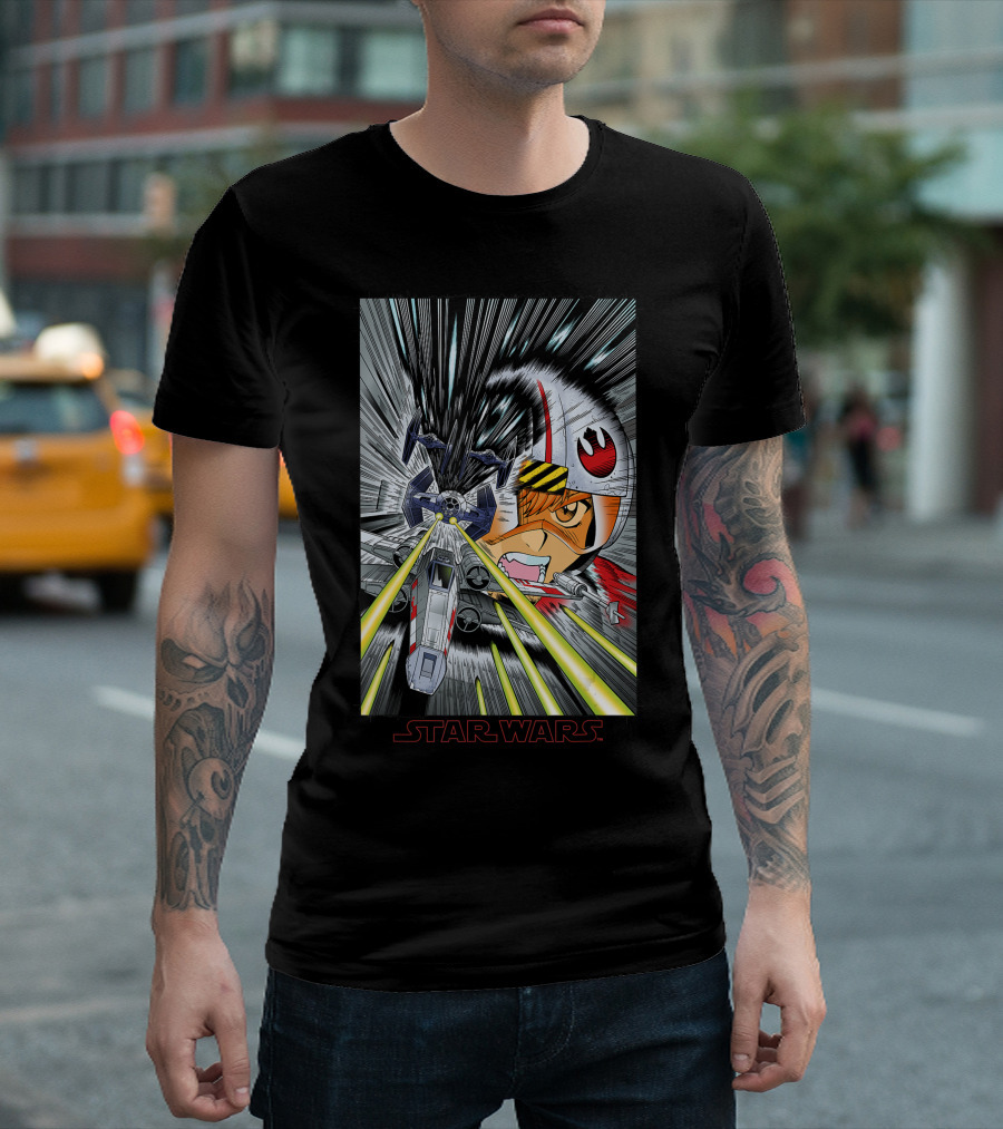 Star Wars X Wing Tie Fighter Battle Manga Pilot Explosion T-Shirt