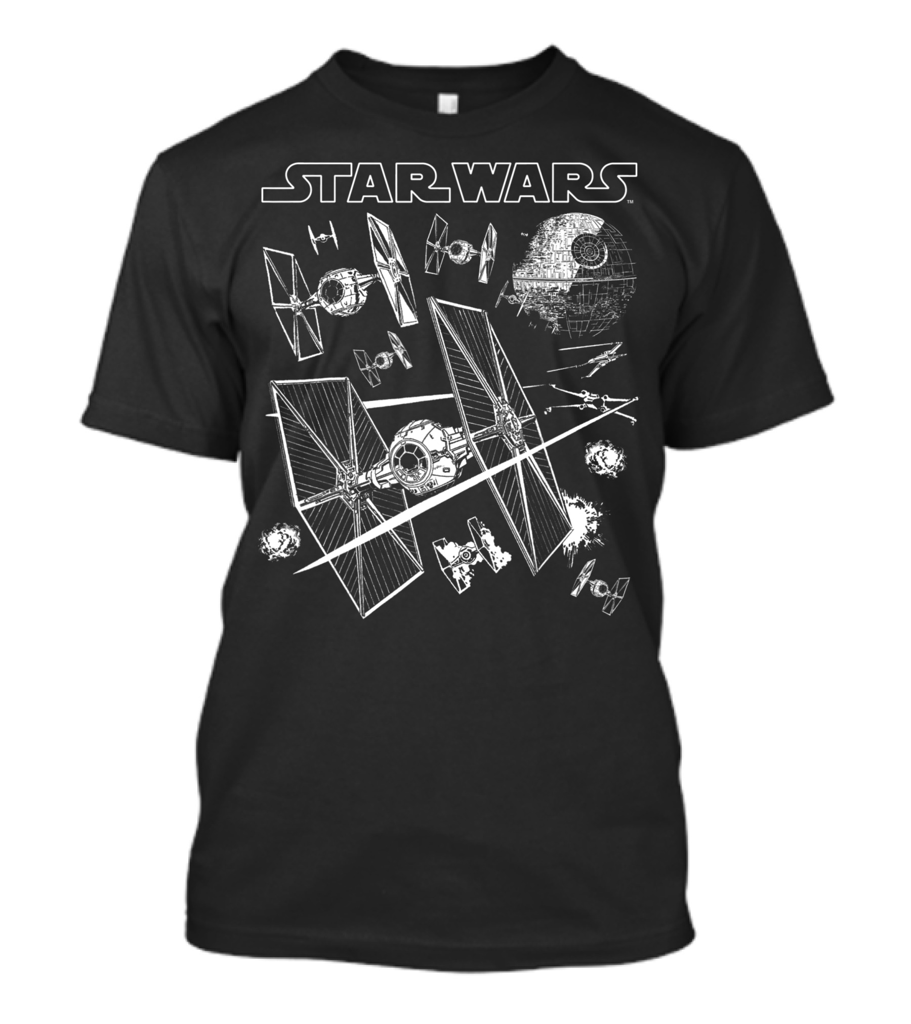Star Wars X Wings And TIE Fighters Battle Around Death Star T-Shirt