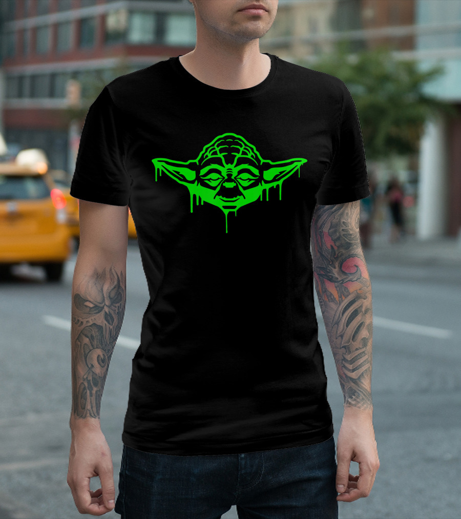 Star Wars Yoda Neon Tonal Green Oozing Dripping Face T-Shirt