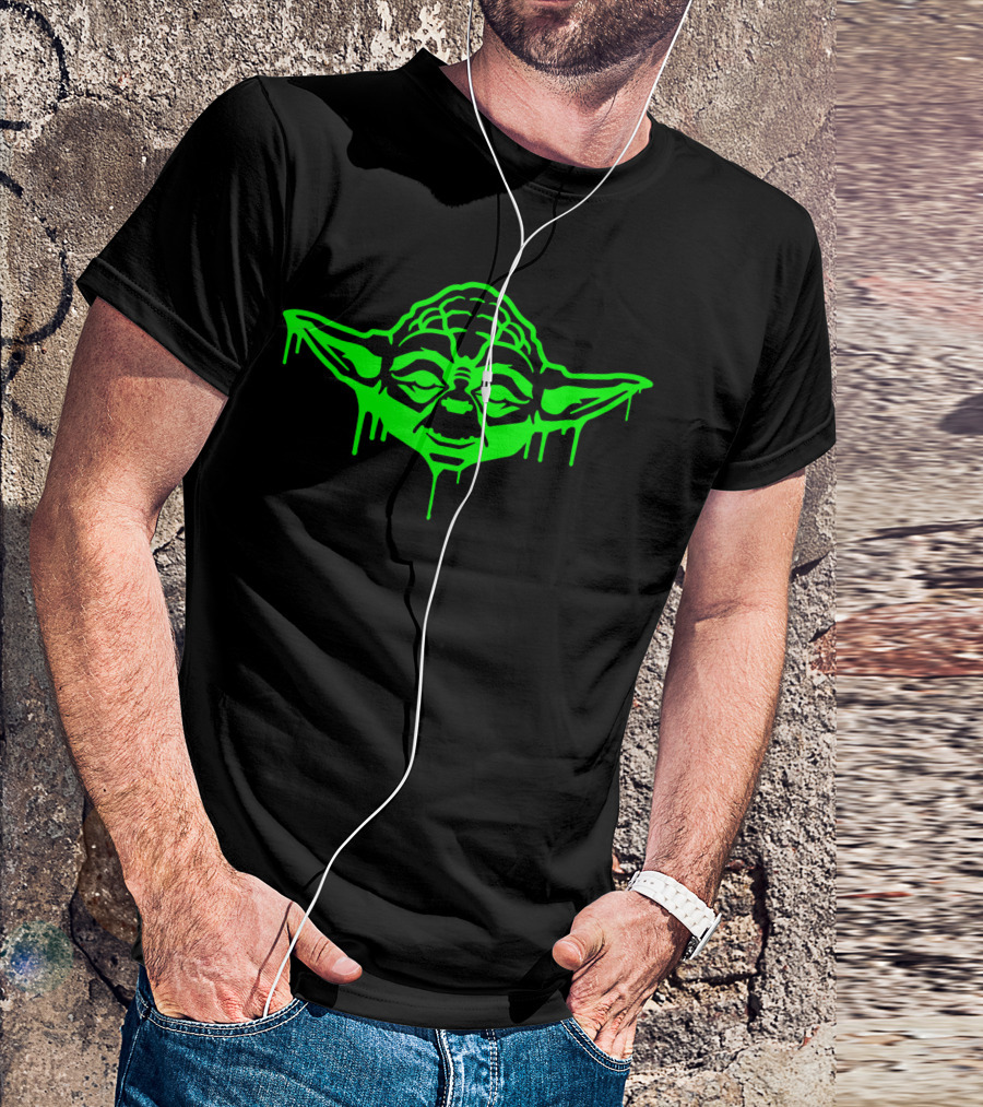 Star Wars Yoda Neon Tonal Green Oozing Dripping Face T-Shirt