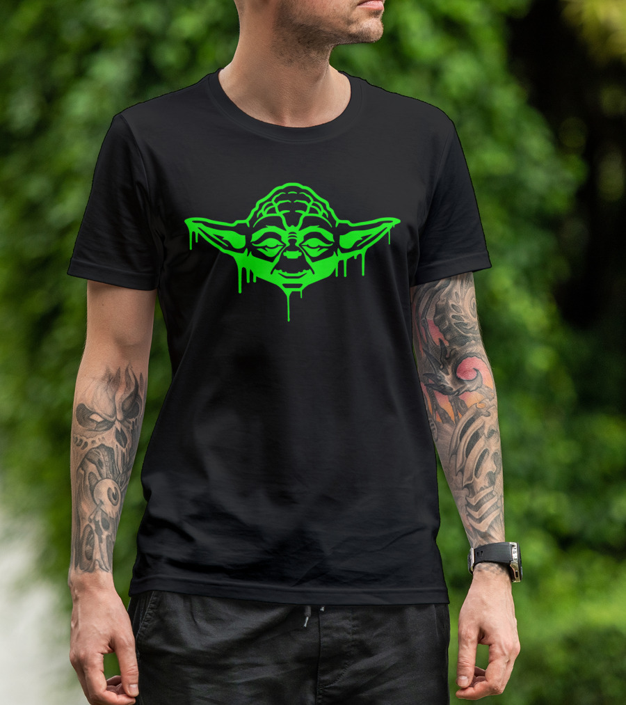 Star Wars Yoda Neon Tonal Green Oozing Dripping Face T-Shirt