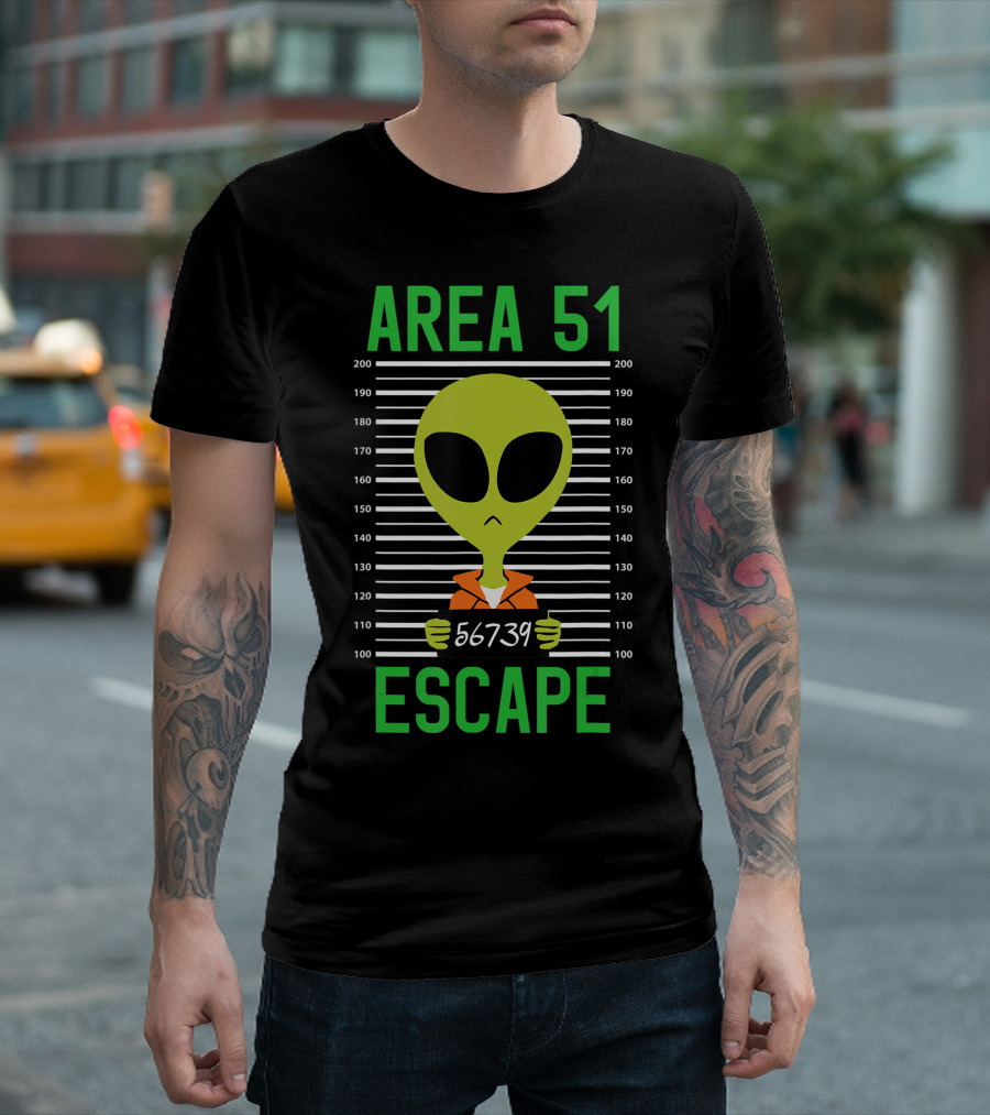 Area 51 Alien Escape 56739 UFO Mugshot T-Shirt