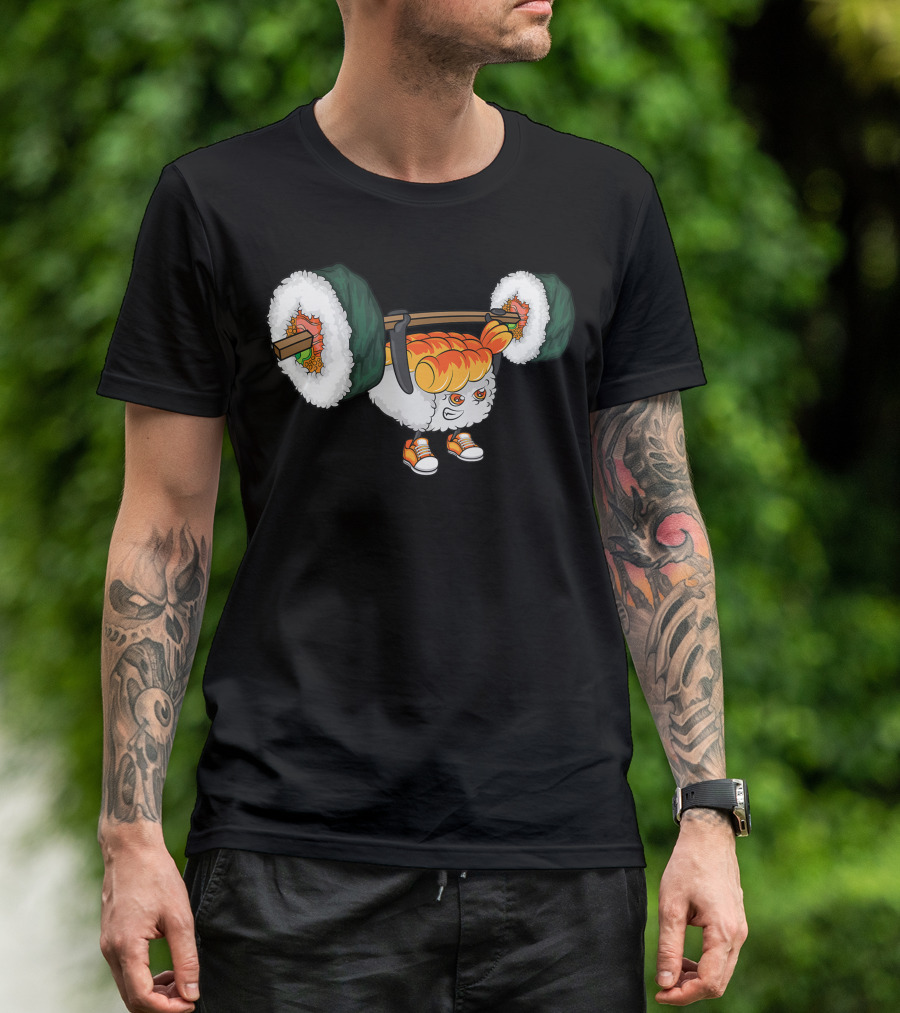 Sushi Weight Lifting Fun Japanese Food Gym Roll Power T-Shirt