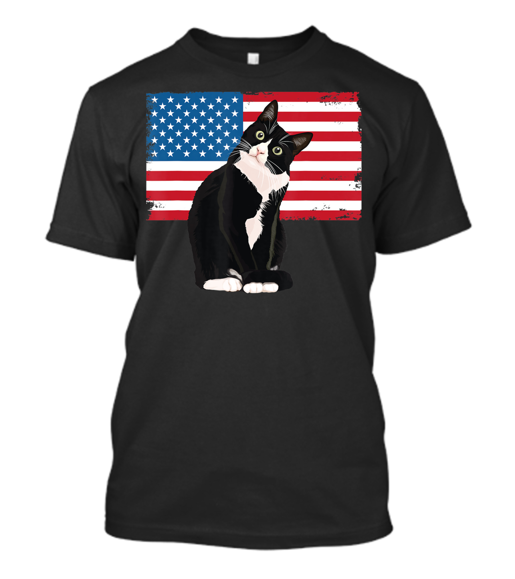 Tuxedo Cat 4th Of July Patriotic Adults Kids American Flag T-Shirt