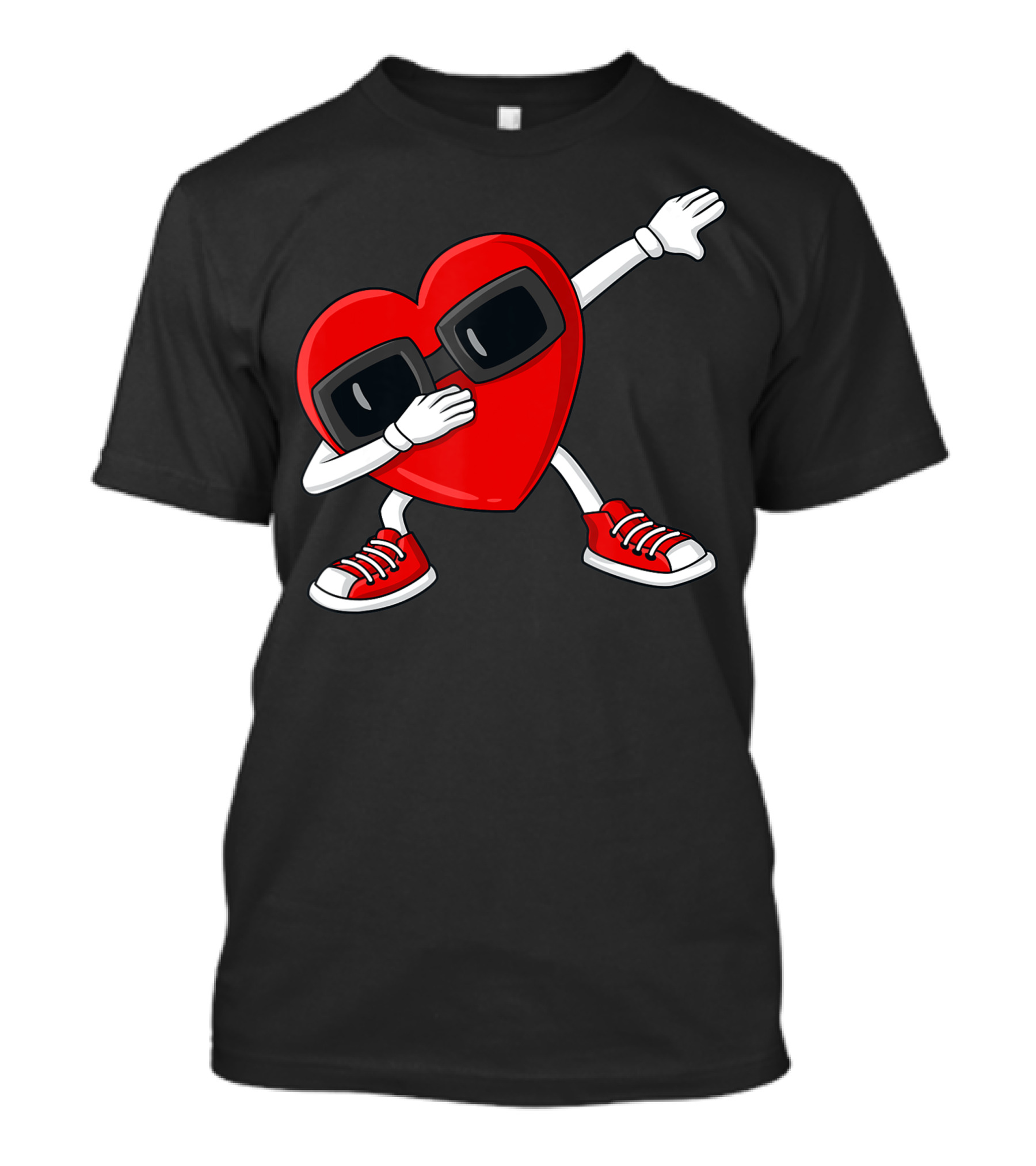 Valentines Day Dabbing Heart Ty Sunglasses Sneakers T-Shirt