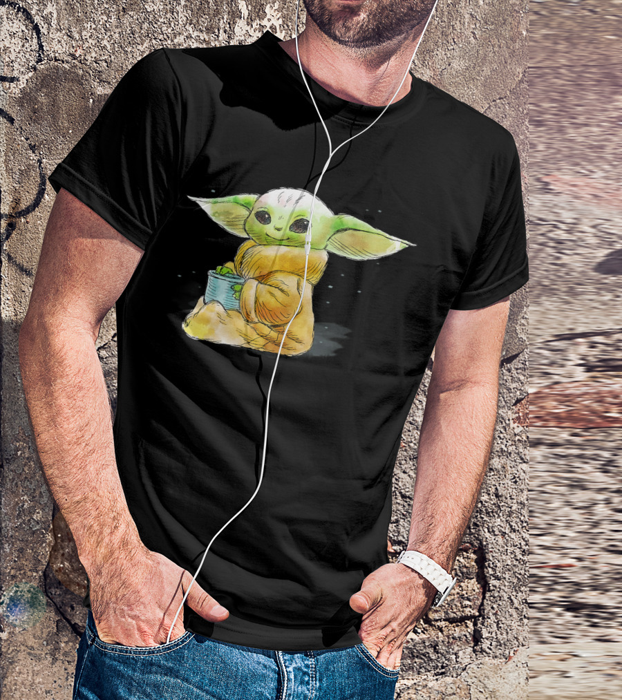 Star Wars The Mandalorian The Child Holding Soup Cup T-Shirt
