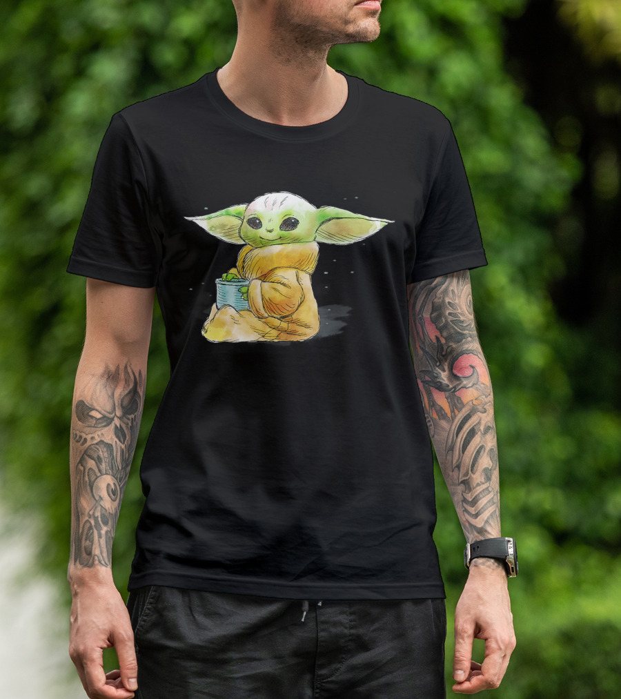Star Wars The Mandalorian The Child Holding Soup Cup T-Shirt
