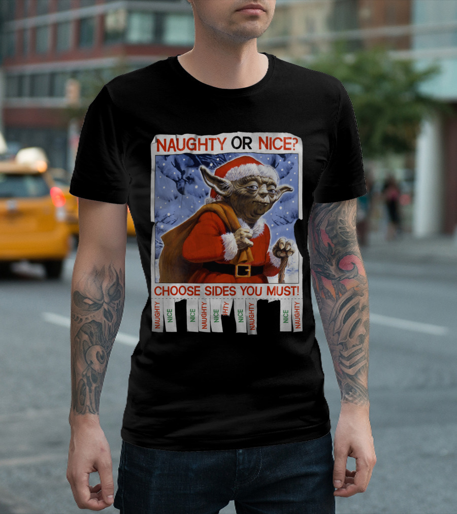 Naughty or Nice Yoda Choose Sides You Must Star Wars Flyer T-Shirt