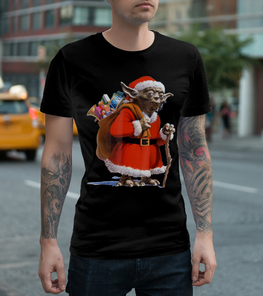 Star Wars Yoda Santa Claus Sack Of Presents Christmas Edition T-Shirt