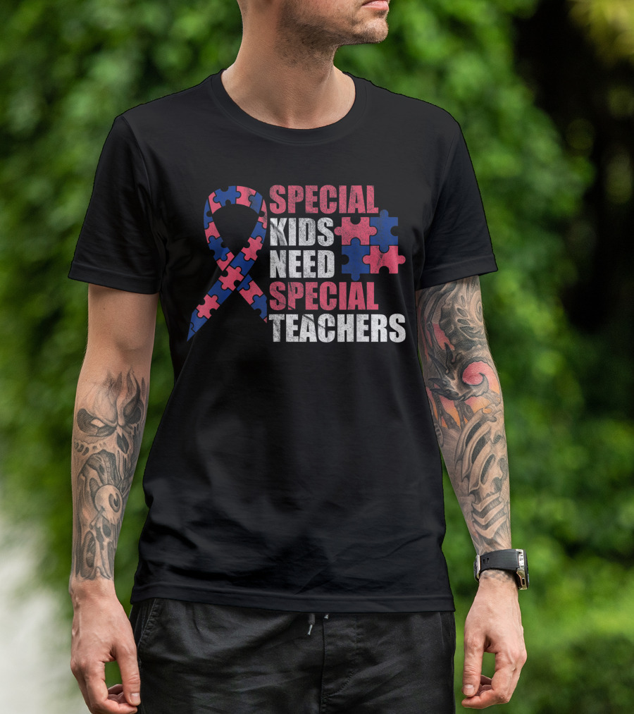 Special Kids Need Special Teachers Autistic Ribbon Puzzle T-Shirt