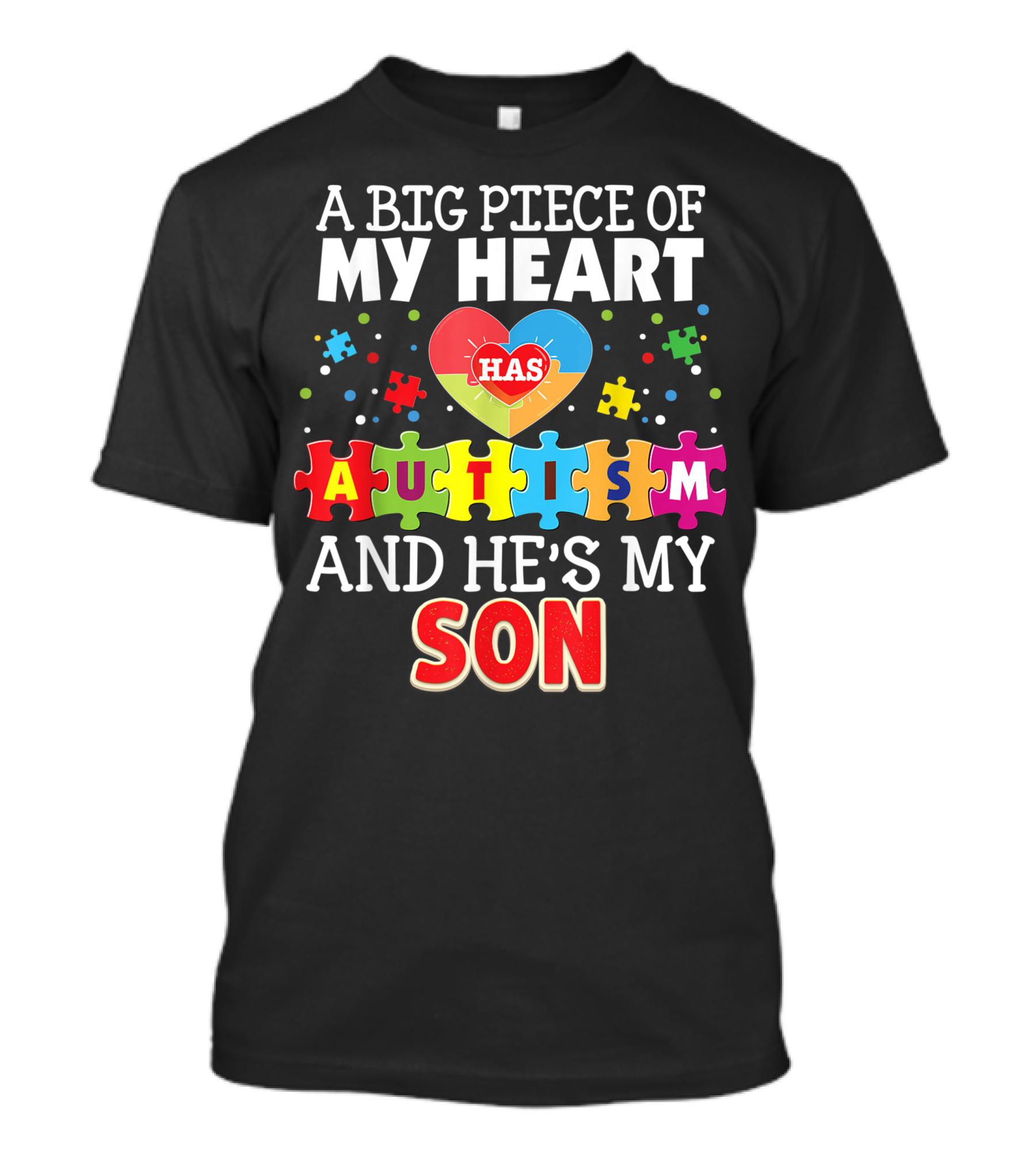 A Big Piece Of My Heart Has Autism And He’s My Son Puzzle Awareness T-Shirt