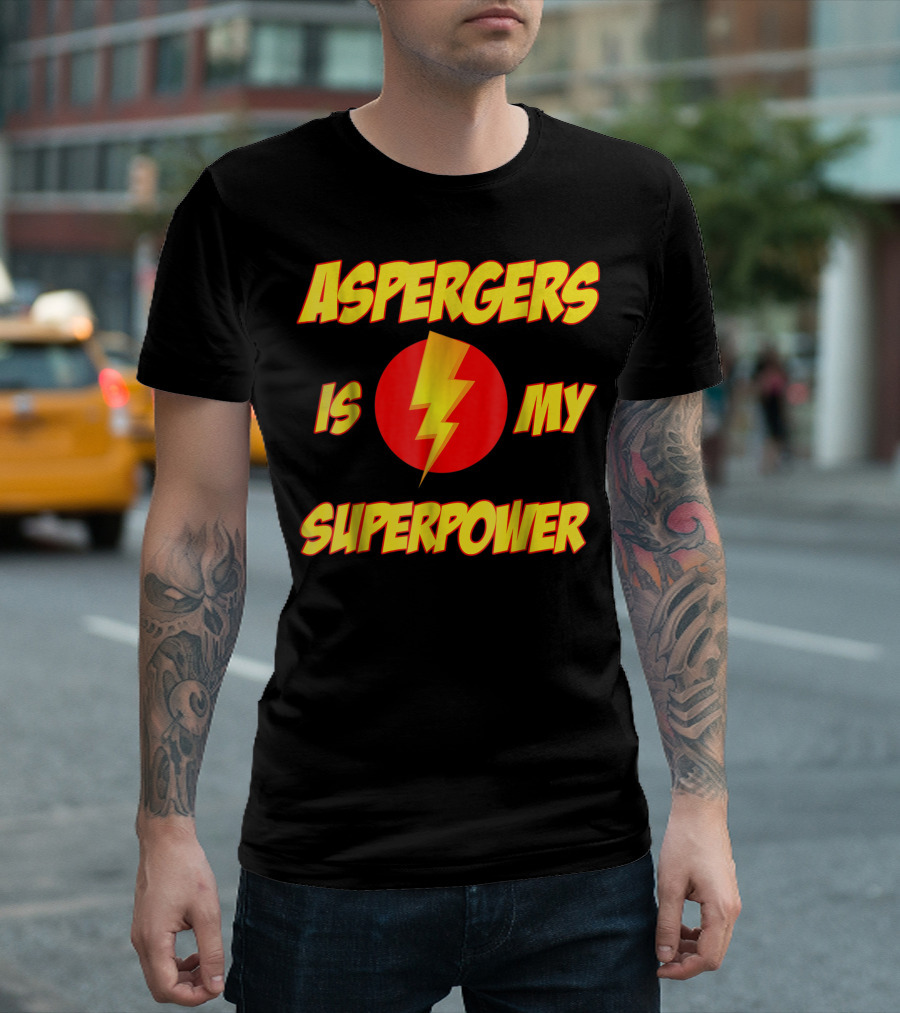 Aspergers Is My Superpower Lightning Bolt Autism Awareness T-Shirt