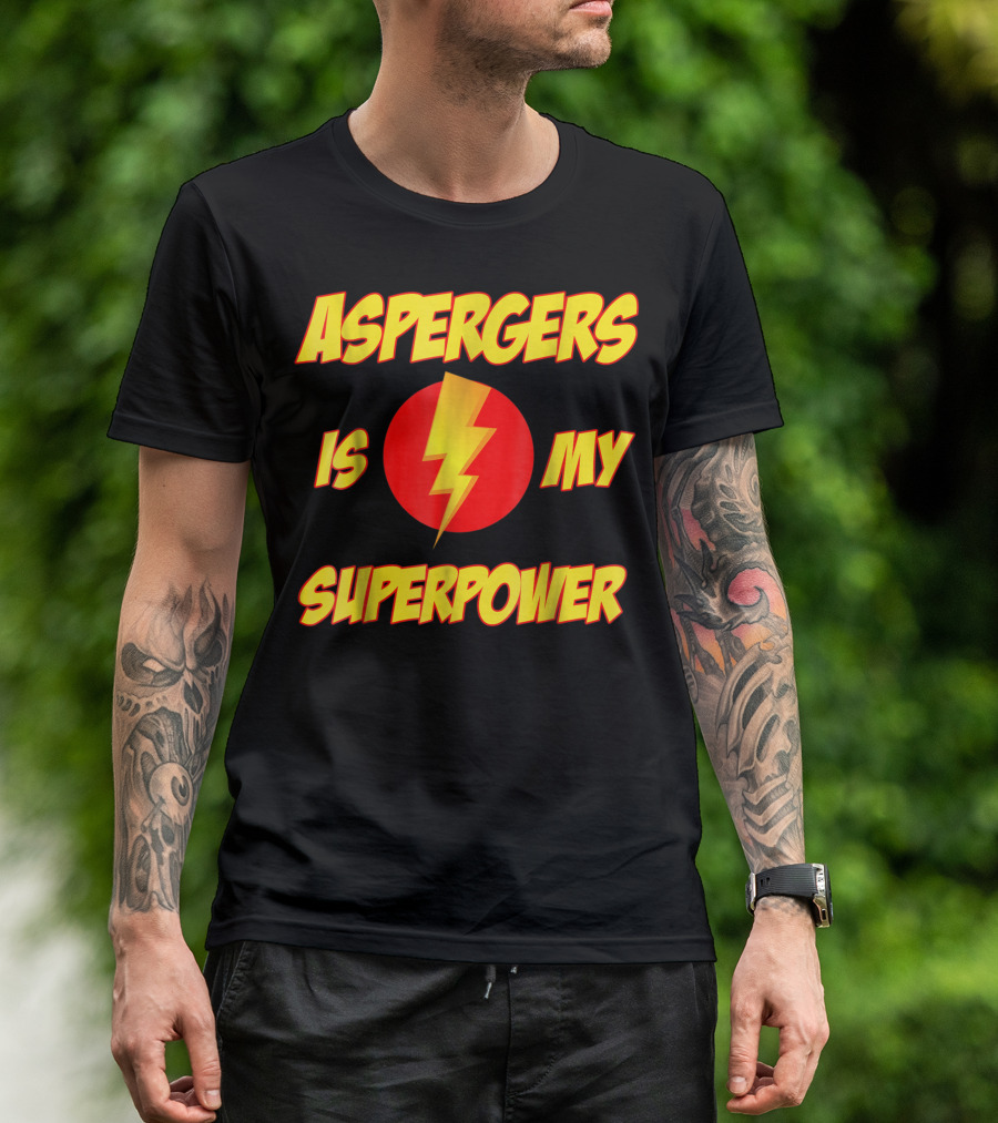 Aspergers Is My Superpower Lightning Bolt Autism Awareness T-Shirt