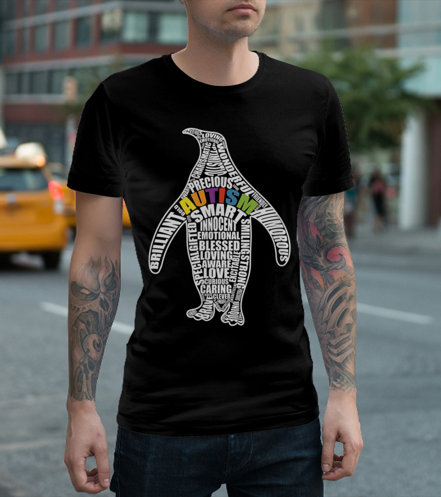 Autism Awareness Penguin Teacher Gift Smart Caring Loving T-Shirt