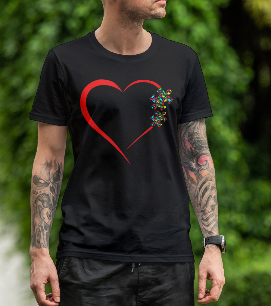 Autism Awareness Mom Autistic Pride Heart Puzzle Pieces T-Shirt