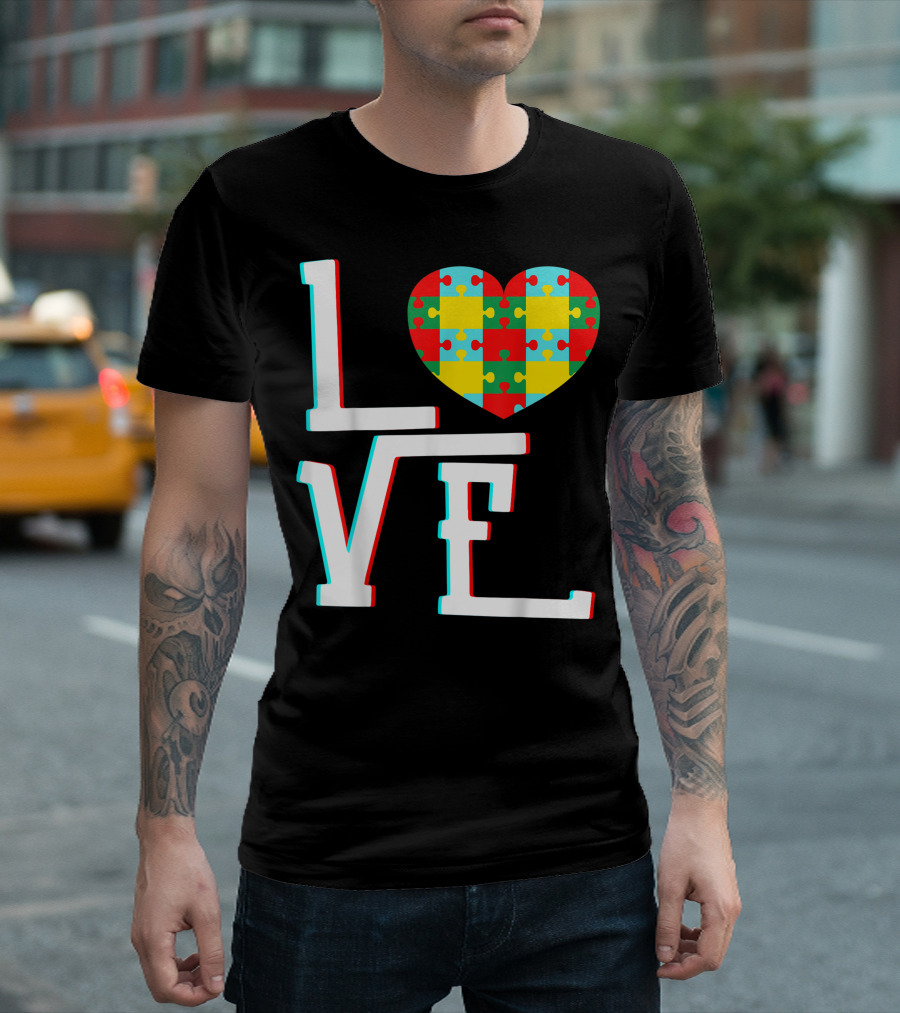 Love Autism Awareness Child Man Women Boy Girl Teacher Hand T-Shirt