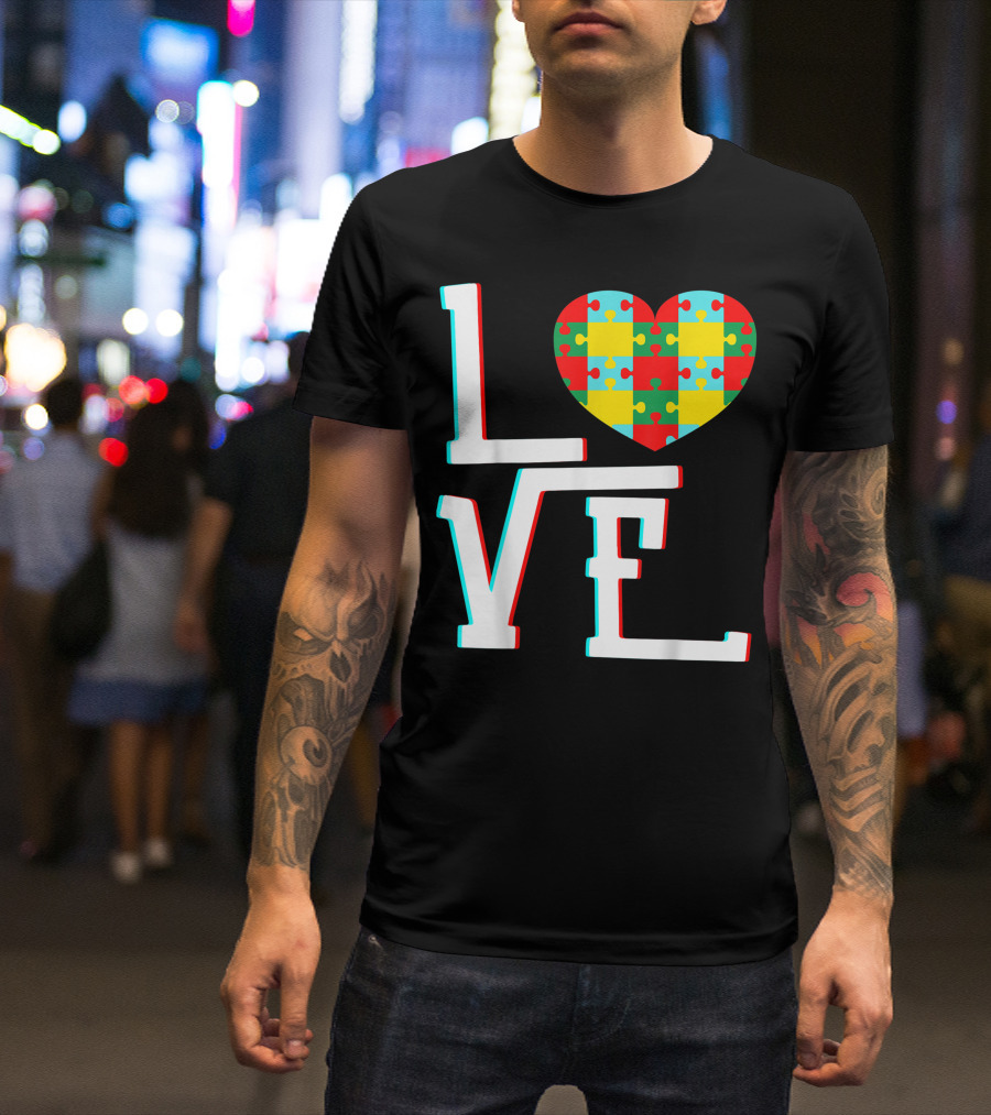 Love Autism Awareness Child Man Women Boy Girl Teacher Hand T-Shirt