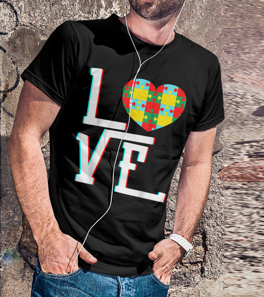 Love Autism Awareness Child Man Women Boy Girl Teacher Hand T-Shirt
