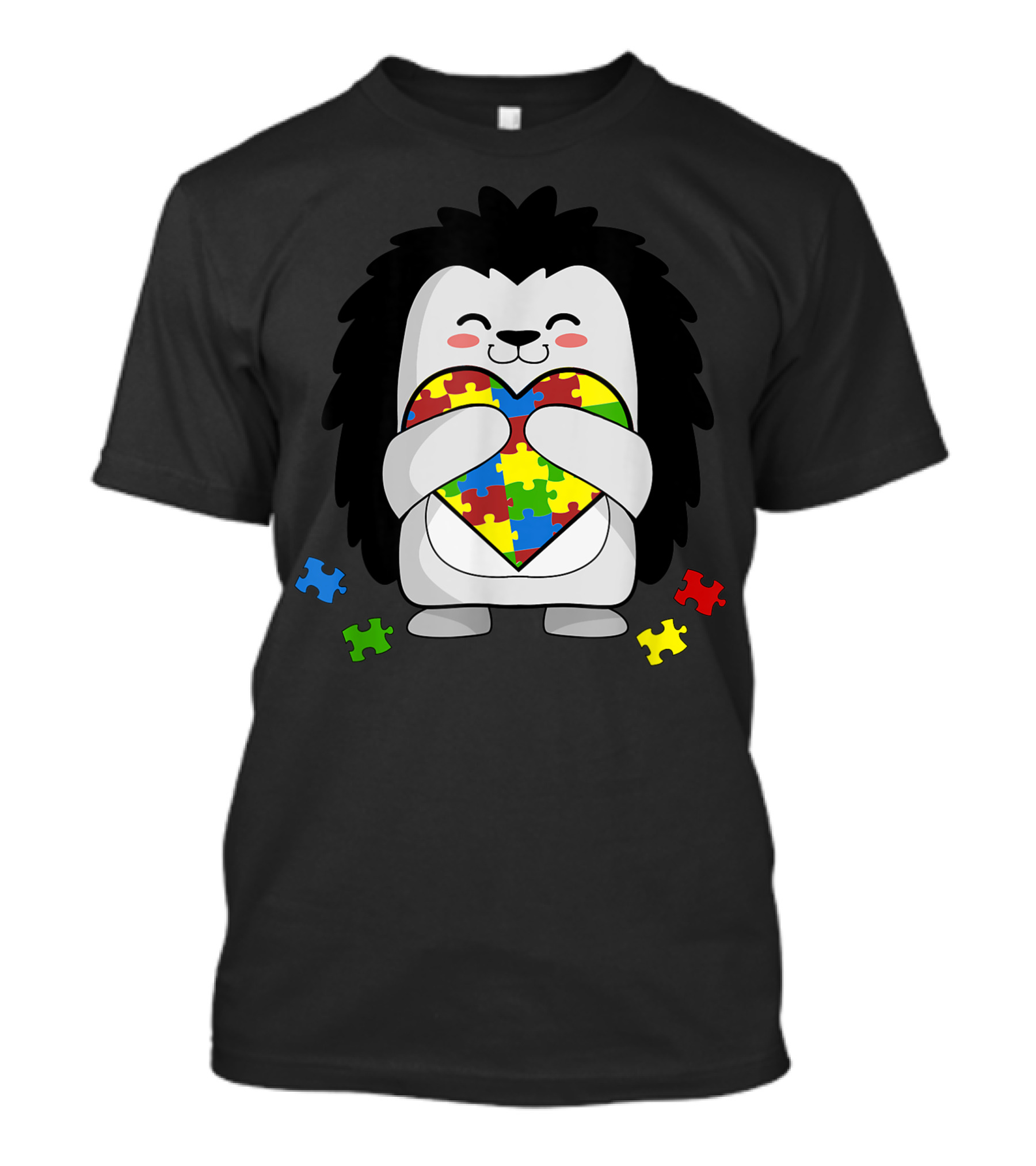 Autism Awareness Hedgehog Holding Puzzle Heart Pieces T-Shirt