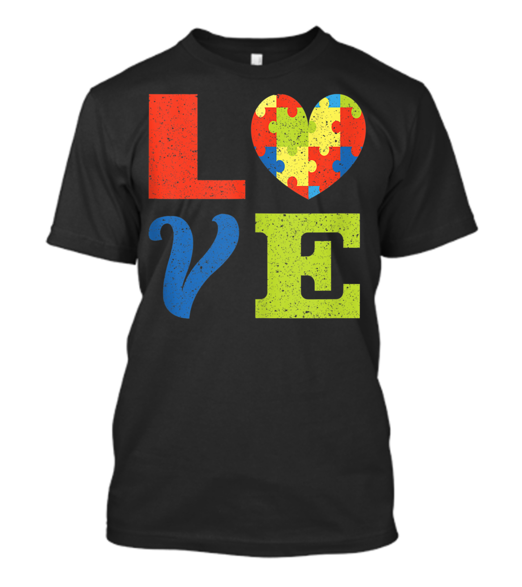 Autism Awareness Cute Vintage Love Puzzle Heart Neurodiversity T-Shirt
